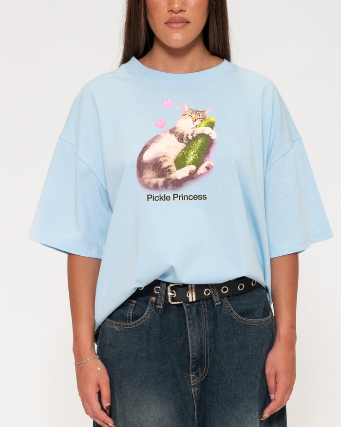 Pickle Princess Blue Boxy Crop Tee