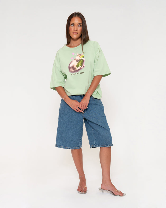 Pickle Princess Green Boxy Crop Tee