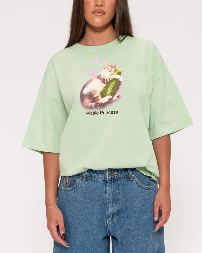 Pickle Princess Green Boxy Crop Tee