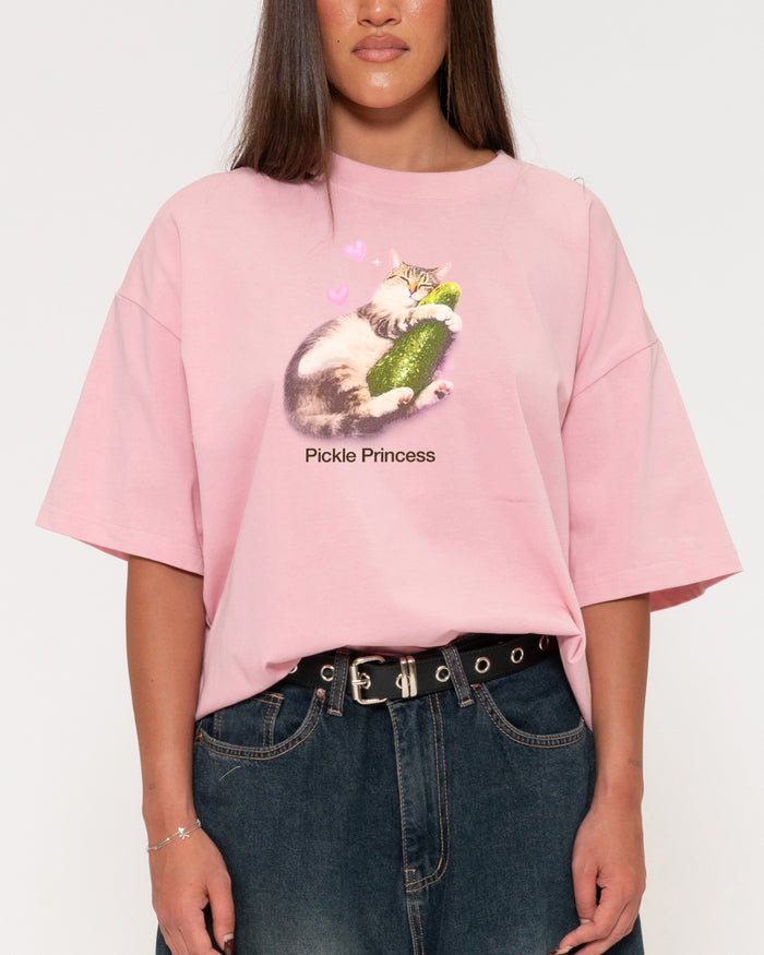 Pickle Princess Pink Boxy Crop Tee