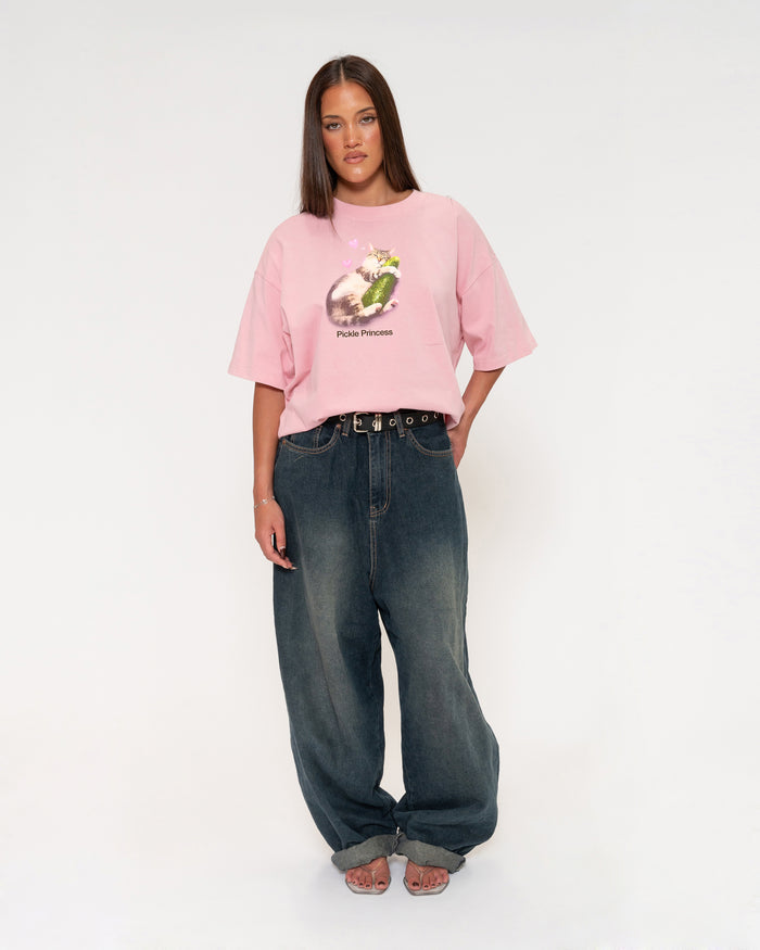 Pickle Princess Pink Boxy Crop Tee