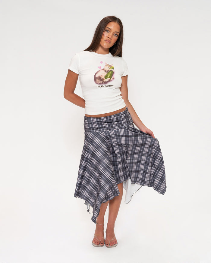 Pickle Princess White Longline Baby Tee