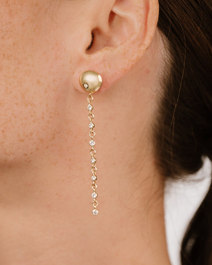 Polished Pebble Linear Chain Earrings