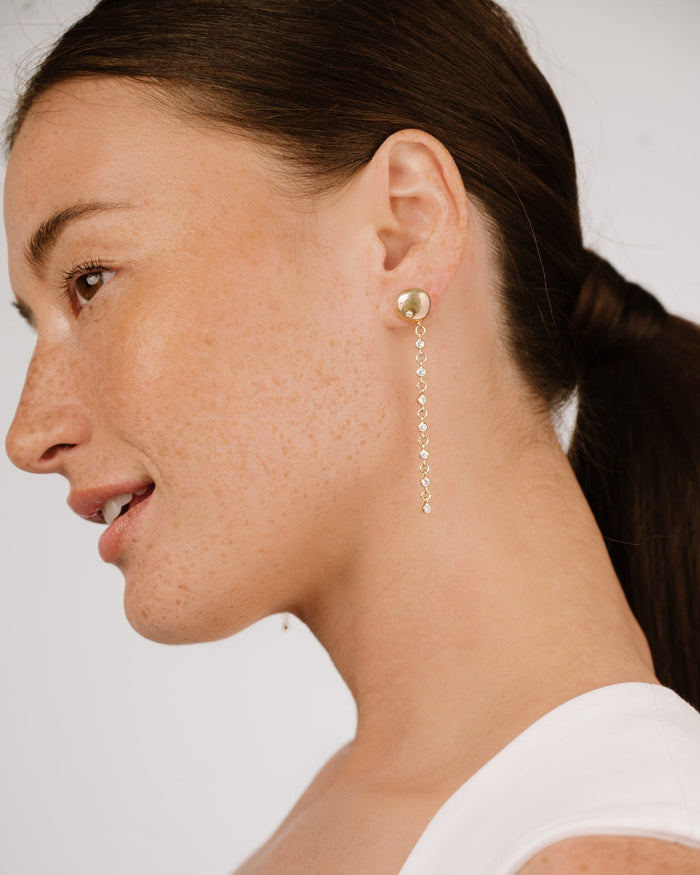 Polished Pebble Linear Chain Earrings