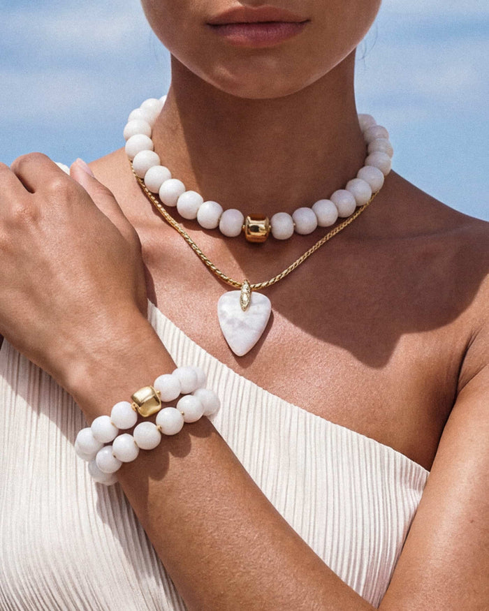 Power Bead Statement Necklace in Bone