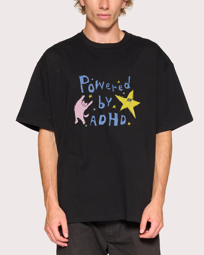 Powered by ADHD Black Oversized Tee