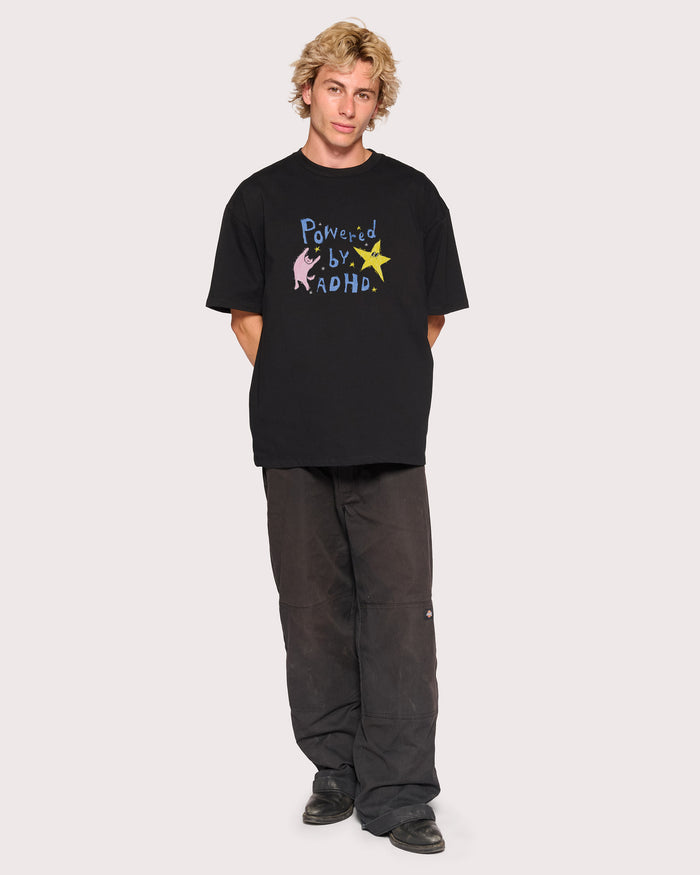 Powered by ADHD Black Oversized Tee
