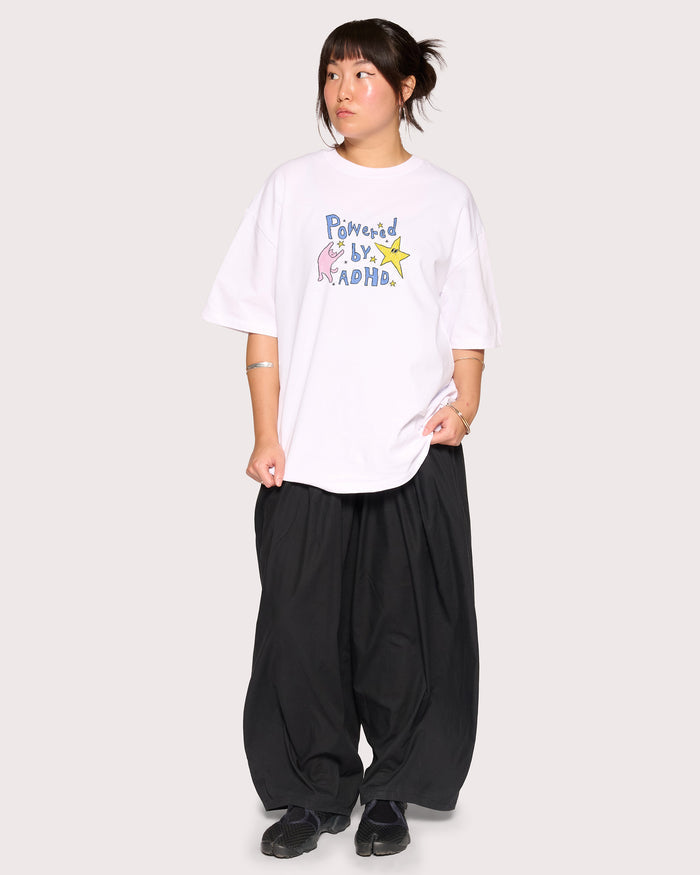 Powered by ADHD White Oversized Tee