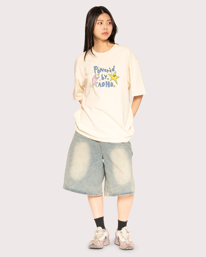 Powered by ADHD Natural Oversized Tee
