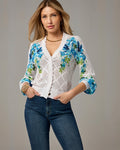 Printed Pointelle Cardigan Autumn Floral