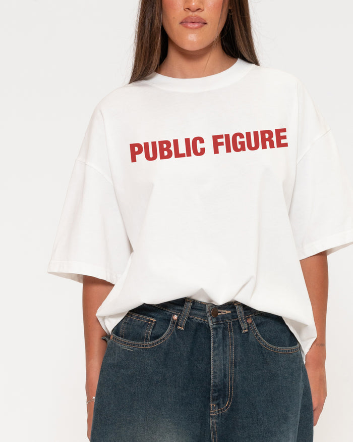 Public Figure White Boxy Crop Tee