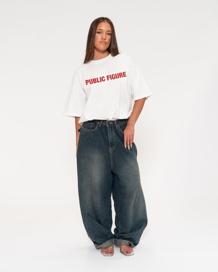 Public Figure White Boxy Crop Tee