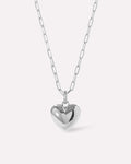 Puffed Heart Necklace - Lev Silver