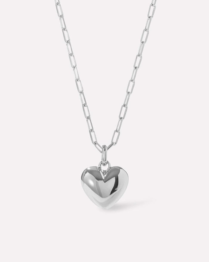 Puffed Heart Necklace - Lev Silver