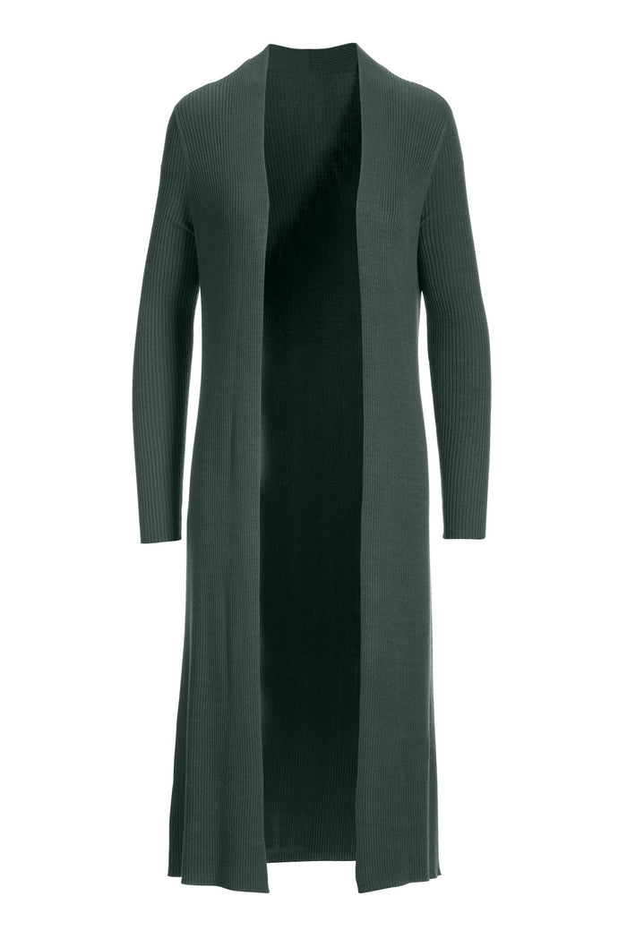 Rib Long Cardigan Sweater Balsam Green
