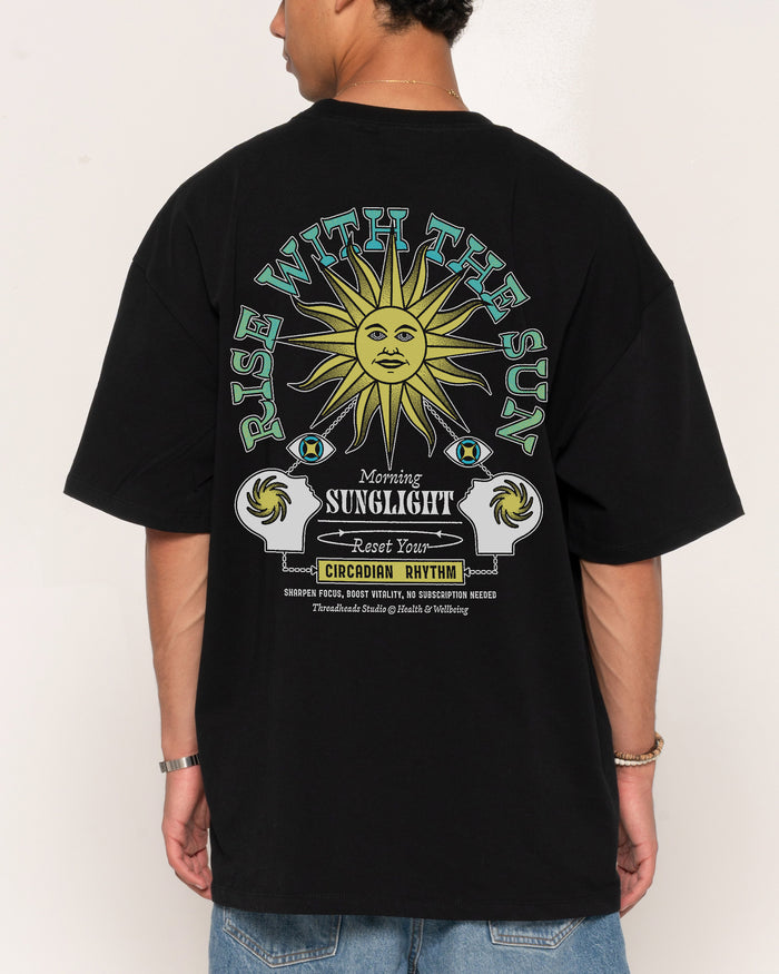 Rise With The Sun Black Oversized Tee