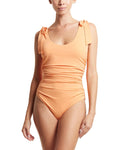Ruched Bow One Piece Swimsuit Florence Orange