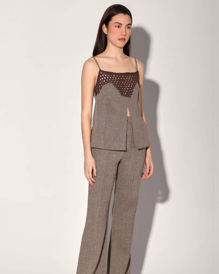 Sabine Top, Brown Herringbone