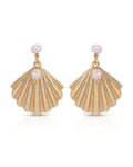 Scallop Shell and Pearl Earrings