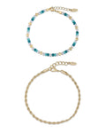Seaside Turquoise and Pearl Anklet Set
