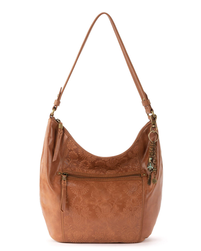 Sequoia Hobo - Leather - Tobacco Floral Embossed