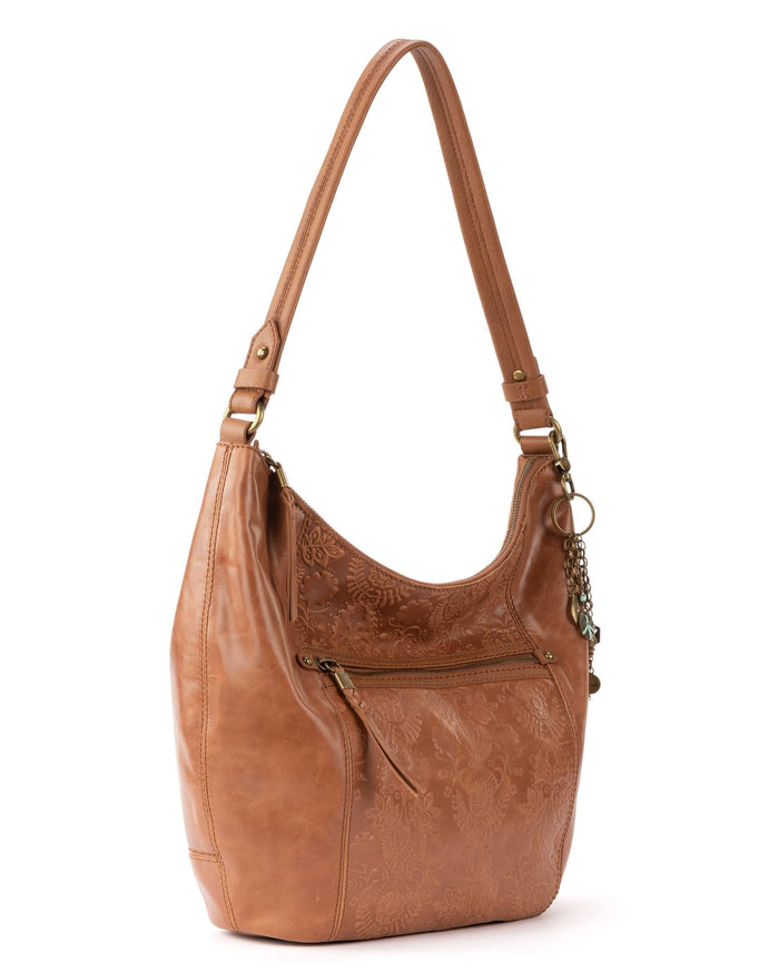 Sequoia Hobo - Leather - Tobacco Floral Embossed