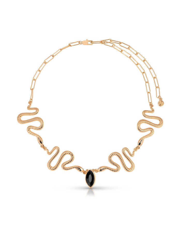 Black Crystal with 18k Gold Plating / One Size