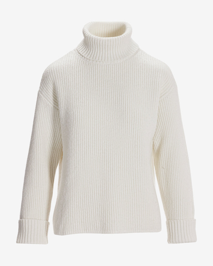 Shaker Stitch Effortless Turtleneck Off White