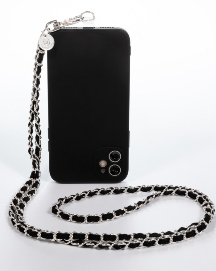 Silver Black Crossbody Phone Chain