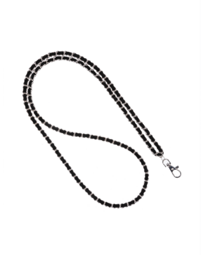 Silver Black Crossbody Phone Chain
