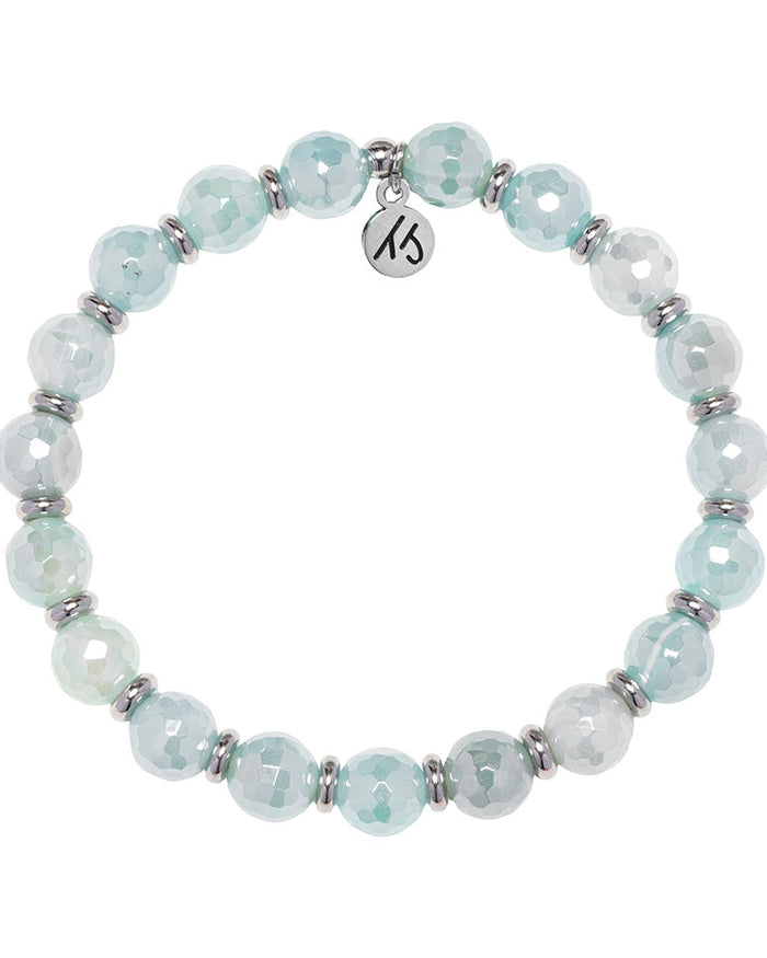 Silver Empowered Elegance Collection- Aqua Agate Gemstone Bracelet
