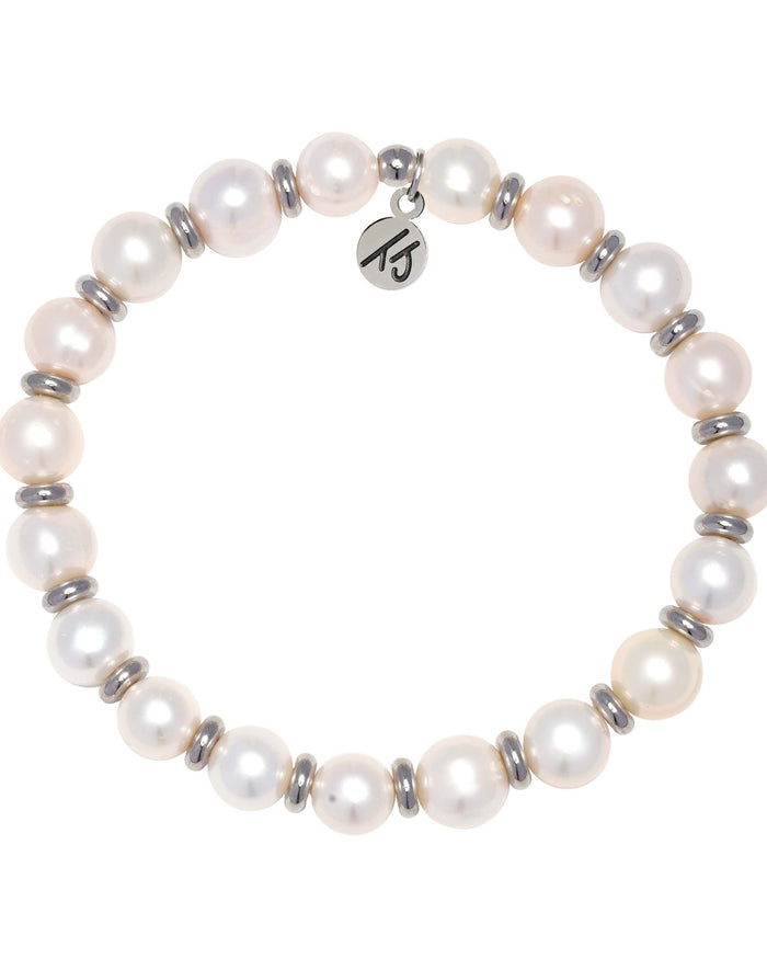 Silver Empowered Elegance Collection- Pearl Gemstone Bracelet