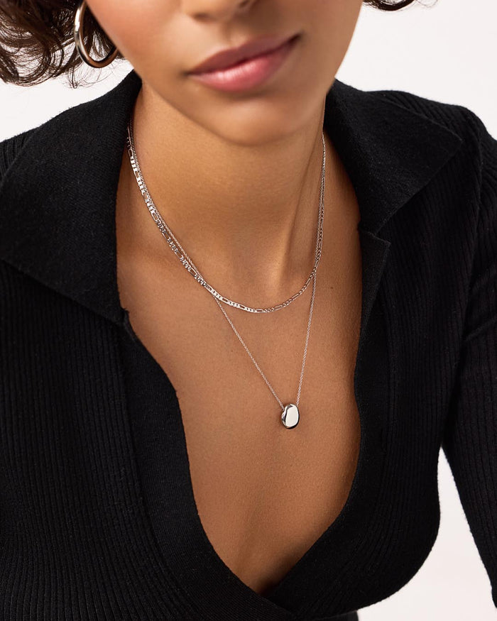 Silver Pendant Necklace - Pebble Mini Silver