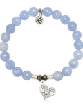 Sky Blue Jade Gemstone Bracelet with Angel Love Sterling Silver Charm