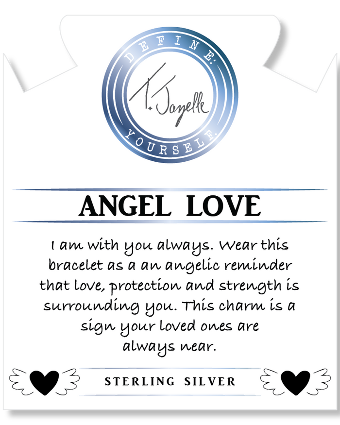 Sky Blue Jade Gemstone Bracelet with Angel Love Sterling Silver Charm