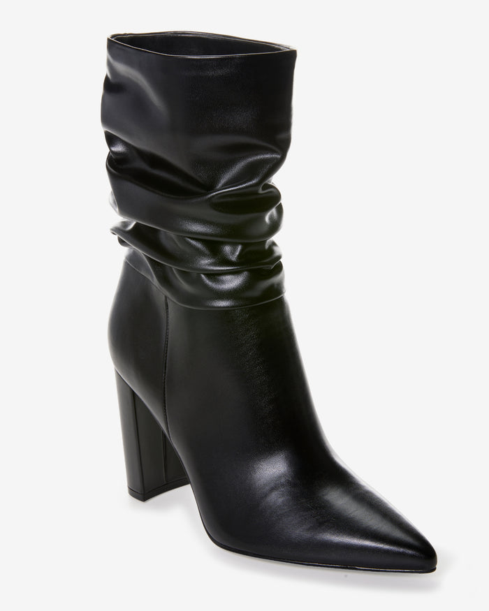 Slouchy Block Heel Boot Black