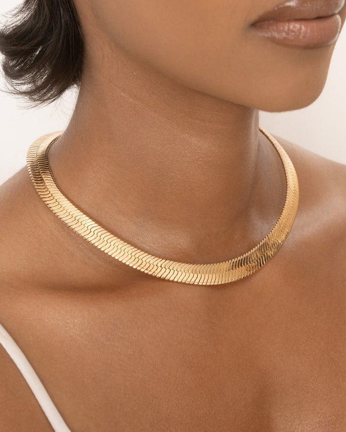 Snake Smooth Herringbone Chain Necklace