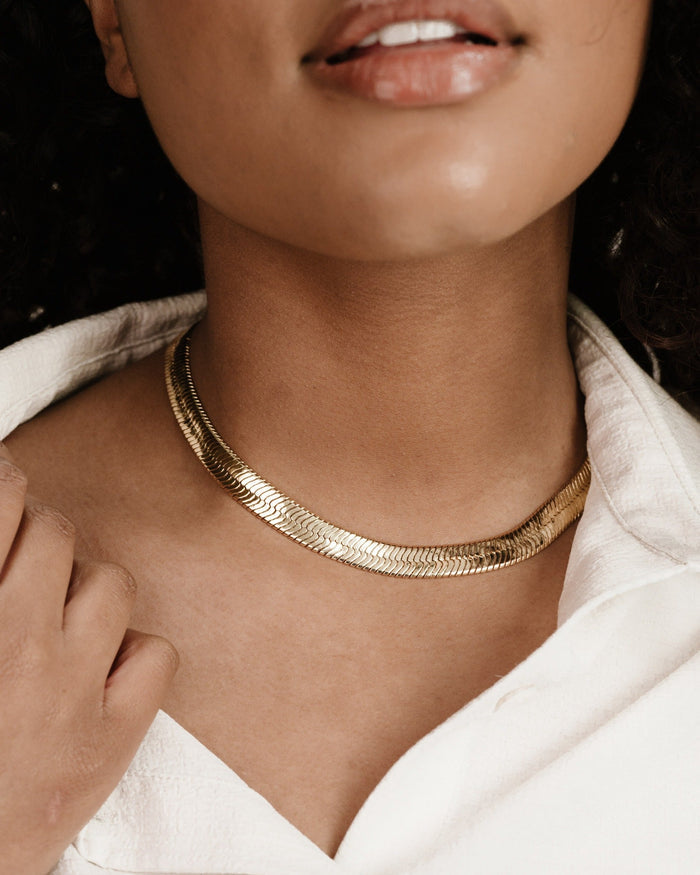 Snake Smooth Herringbone Chain Necklace