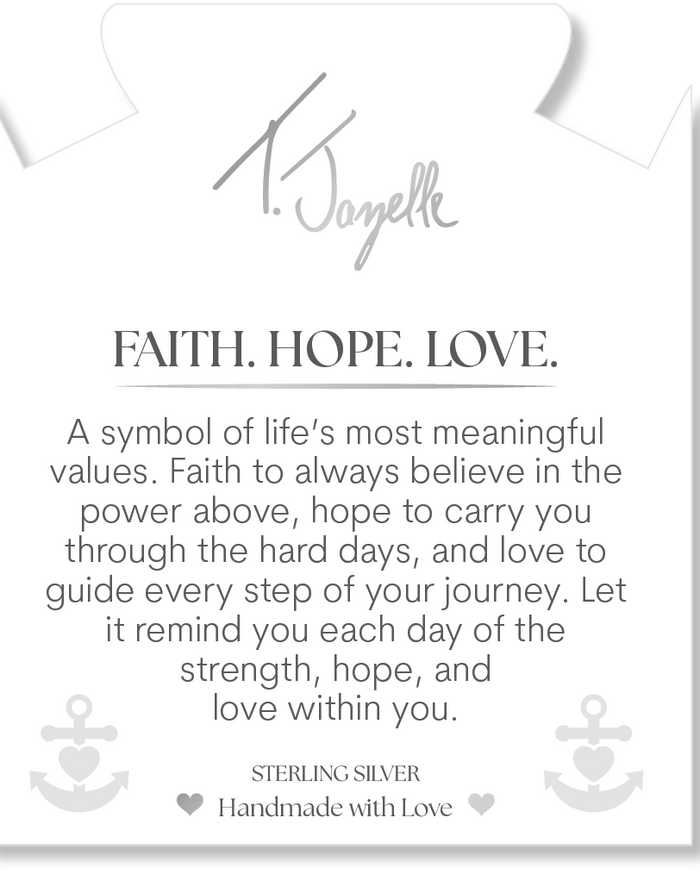 Snakeskin Jasper Gemstone Bracelet with Faith. Hope. Love Sterling Silver Charm