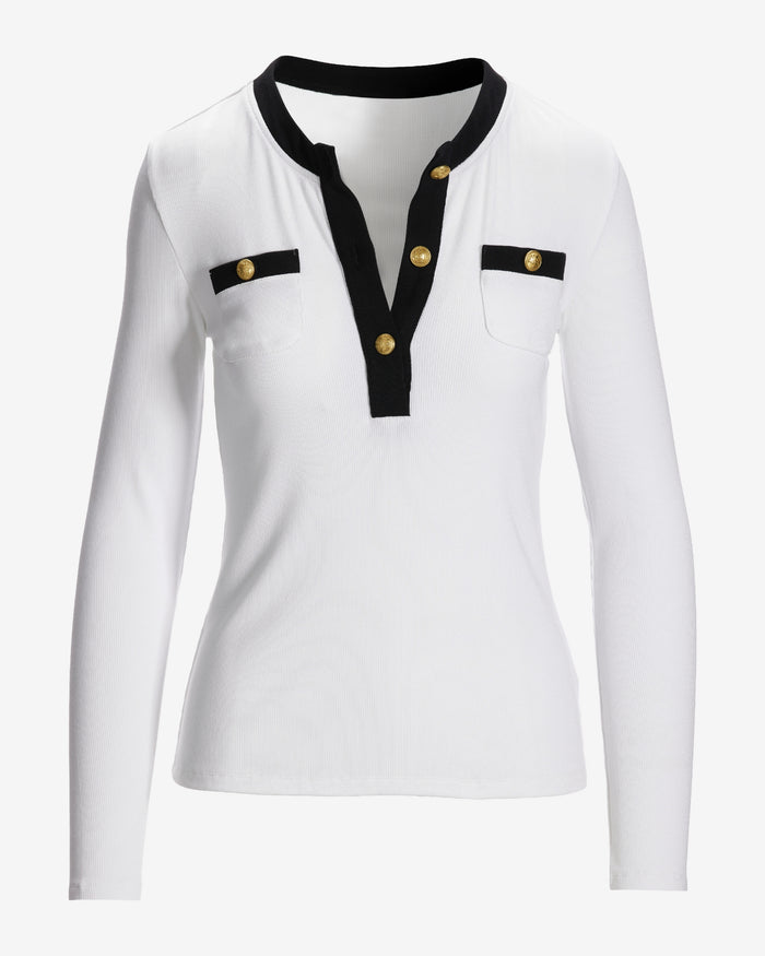 So Essential Ribbed Colorblock Top White/Black