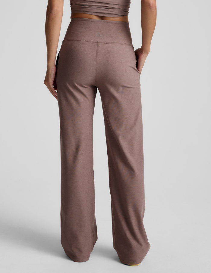 Back view of blush Spacedye Laid Back Wide Leg Pant featuring a high waistband, slant pockets, and relaxed wide legs.