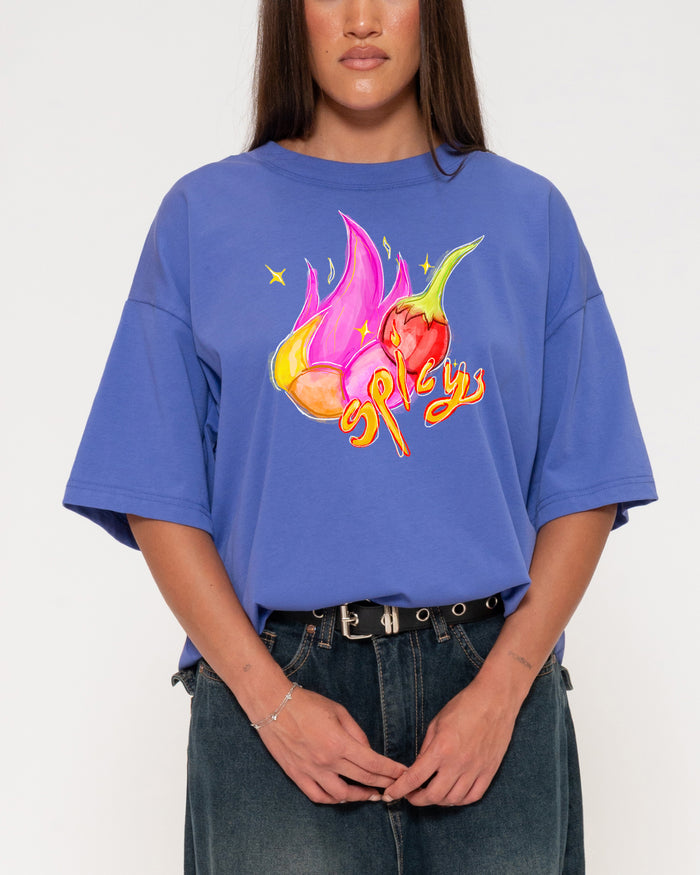 Spicy Purple Boxy Crop Tee
