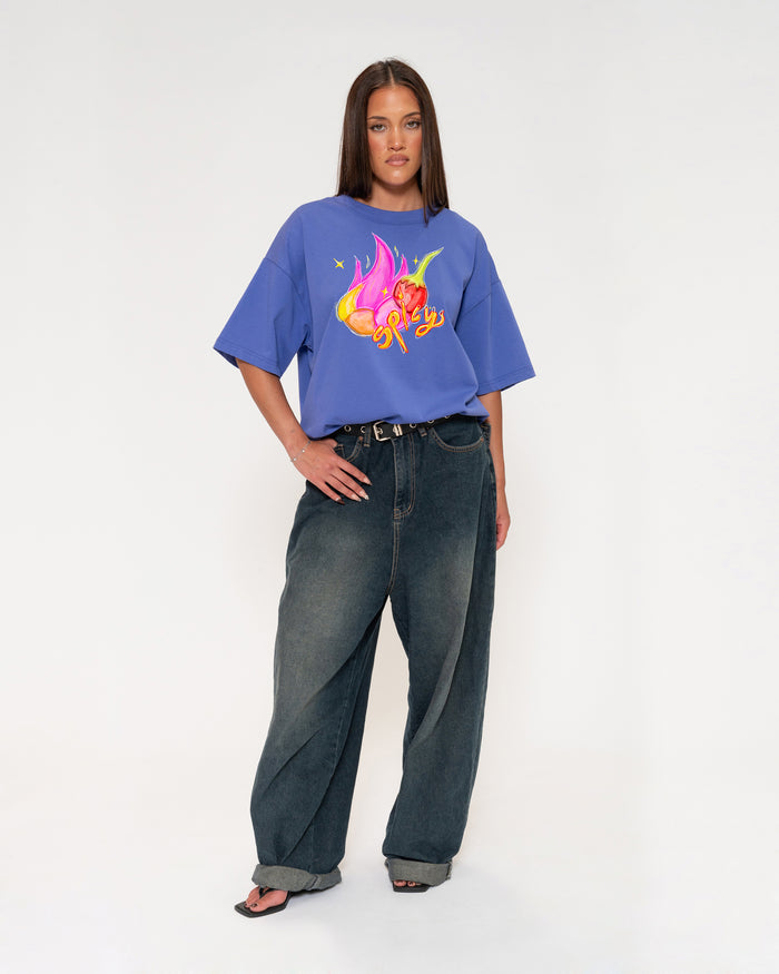Spicy Purple Boxy Crop Tee