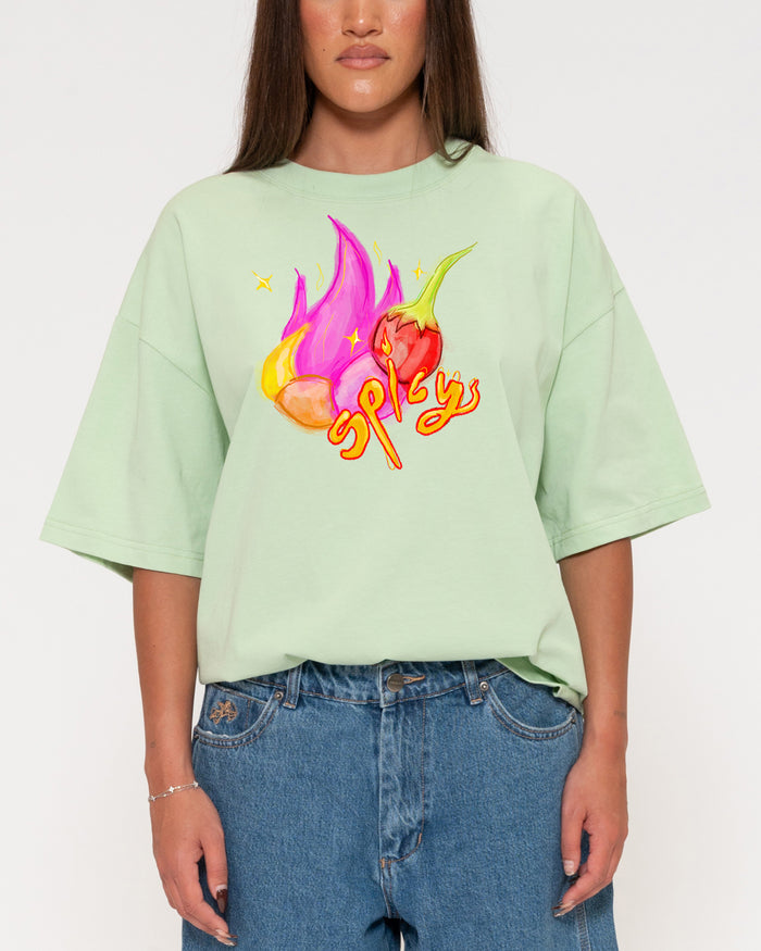 Spicy Green Boxy Crop Tee