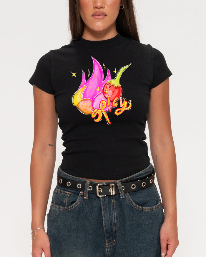 Spicy Black Longline Baby Tee