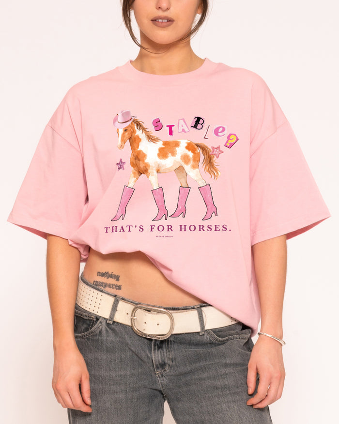 Stable? That's For Horses Pink Boxy Crop Tee