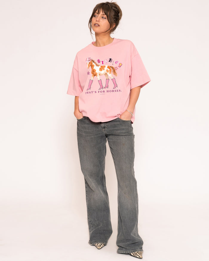 Stable? That's For Horses Pink Boxy Crop Tee