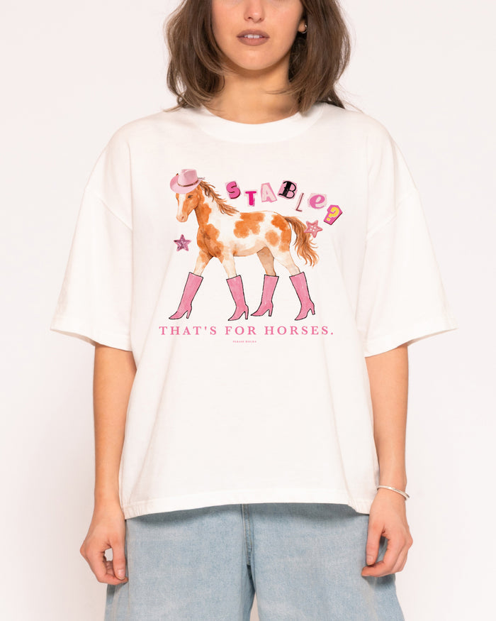 Stable? That's For Horses White Boxy Crop Tee