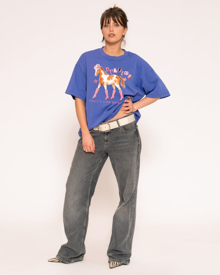 Stable? That's For Horses Purple Boxy Crop Tee