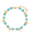 Starfish and Turquoise Beaded Anklet